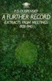book cover of A Further Record (Arkana) by Pëtr Dem'janovič Uspenskij