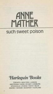 book cover of Such Sweet Poison by Anne Mather