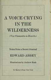 book cover of A voice crying in the wilderness by Edward Abbey