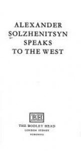 book cover of Alexander Solzhenitsyn Speaks to the West by Aleksandr Solzjenitsyn
