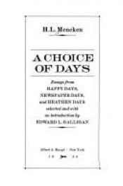 book cover of A Choice of Days by Henry Louis Mencken