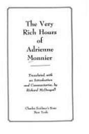book cover of The very rich hours of Adrienne Monnier by Adrienne Monnier