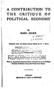 book cover of A Contribution to the Critique of Political Economy by Karol Marks