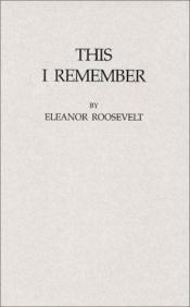 book cover of This I remember by إليانور روزفلت