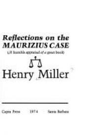 book cover of Reflections on the Maurizius Case by הנרי מילר