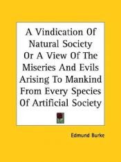 book cover of A Vindication of Natural Society by Едмунд Берк