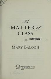 book cover of A matter of class by Mary Balogh