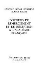 book cover of Discours de remerciement et de réception à l'Académie française by Léopold Sédar Senghor