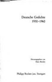 book cover of Deutsche Gedichte 1930 -1960 by Hans Bender