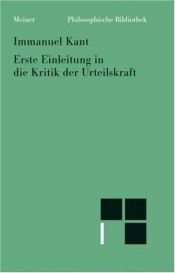 book cover of Erste Einleitung in die Kritik der Urteilskraft by Immanuel Kant