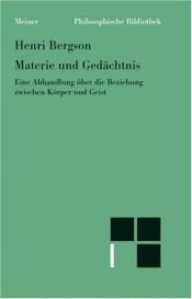 book cover of Materie und Gedächtnis by Henri Bergson