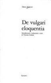book cover of De vulgari eloquentia. Testo originale a fronte by Dante Alighieri