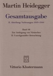 book cover of Zur Auslegung von Nietzsches II. Unzeitgemässer Betrachtung, "Vom Nutzen und Nachteil der Historie für das Leben" by מרטין היידגר