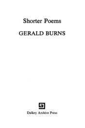 book cover of Shorter Poems by Gerald Burns